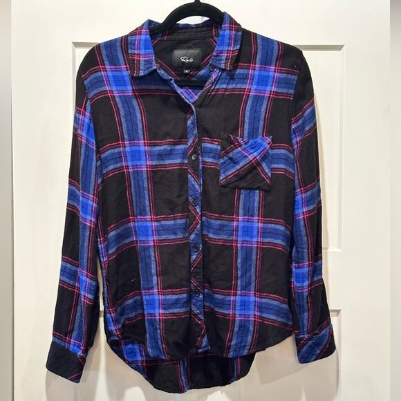 RAILS Hunter Navy Cobalt Pink Plaid Shirt Size Small - Picture 3 of 11